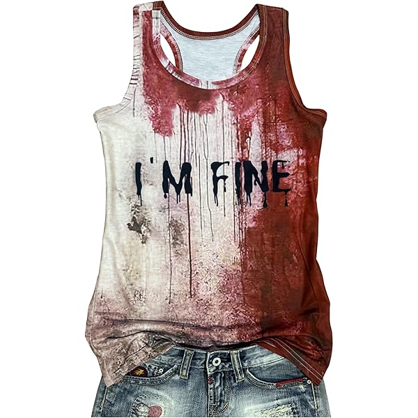 Amazon.com: LANMERTREE I'M Fine Bloody Tank Tops For Women